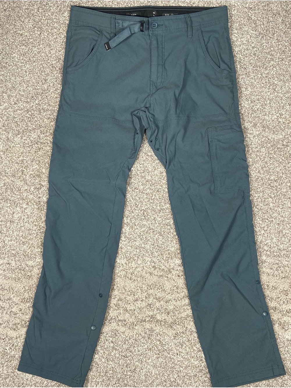 Prana Zion Cargo Pants Mens 34x32 Blue Hiking Climbing Outdoor Utility Belted
